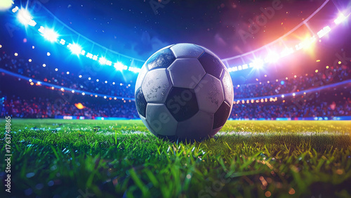 Soccer Football in Stadium Arena - Sports Victory Celebration With enthusiastic crowd