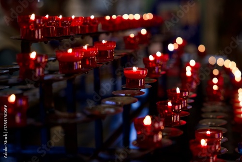 votive candles in the church