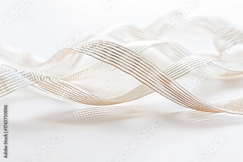 Ribbon's Dance: Elegant, intertwining ribbons flow gracefully, their delicate textures highlighted, creating a sense of movement and beauty.