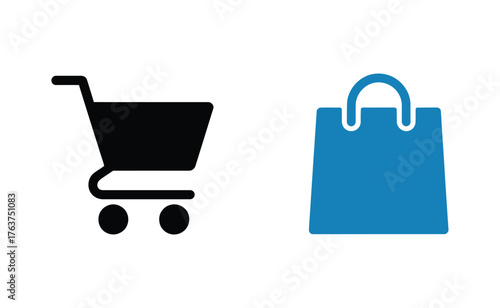 WebGet ready to shop with a black shopping cart icon next to a blue shopping bag symbol, perfect for e-commerce websites, retail promotions and modern online shopping experiences