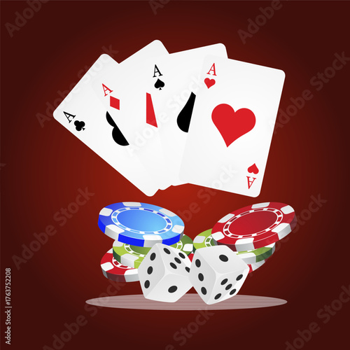 playing cards with casino coi...