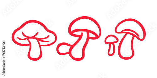 Mushroom set line art silhouette vector illustration .vector icon
