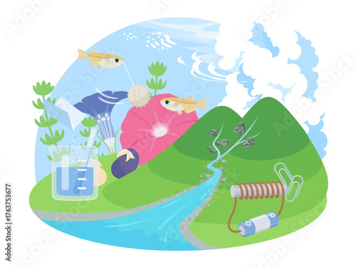 理科の小学校5年生の内容をイメージしたイラスト素材