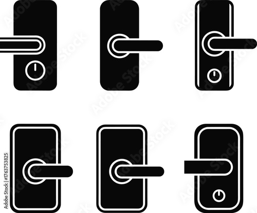 Set of Door Handle Icons doorknob hardware