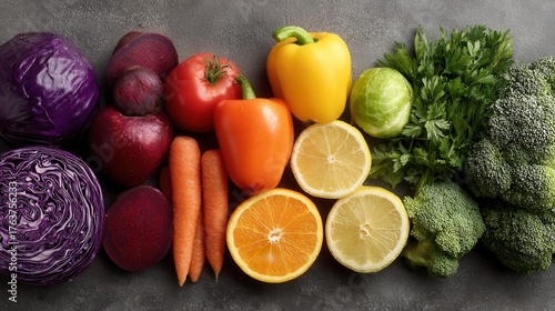 Fototapeta Naklejka Na Ścianę i Meble -  Fresh fruits and vegetables rich in natural vitamins and antioxidants