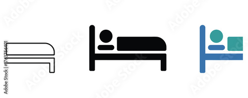 WebHotel bed icons offering a restful getaway, perfect for travel websites, booking apps, and hospitality designs conveying comfort and relaxation for your next vacation
