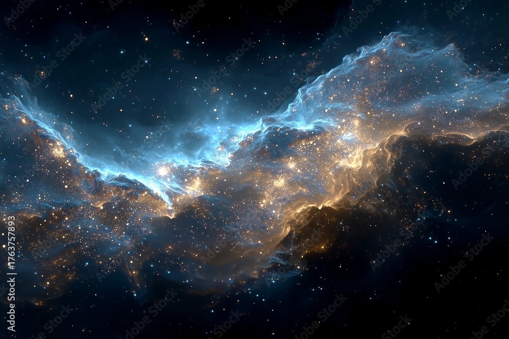 Fototapeta premium Ethereal Cosmic Nebula Illuminated by Stars in the Vast, Mysterious Depths of the Universe