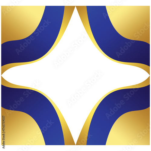 Elegant Gold and Blue Abstract Symmetrical Frame Design