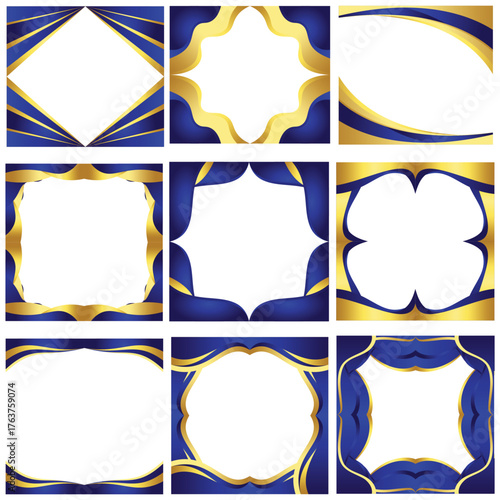 Elegant Blue and Gold Ornate Frames Collection