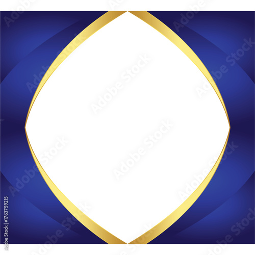 Elegant Blue and Gold Abstract Frame with Diamond Shape