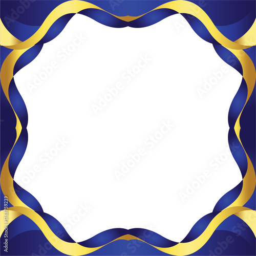 Elegant Blue and Gold Wavy Frame with Gradient Accents