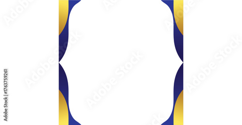 Elegant Blue and Gold Wavy Frame Design