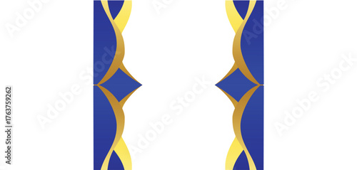 Elegant Gold and Blue Wavy Decorative Frame Border