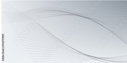 Silver light gradient background with Elegant abstract vector white waves lines. Modern simple design with blank space for text. Use for advertising, posters, flyer, cover, banner, website.