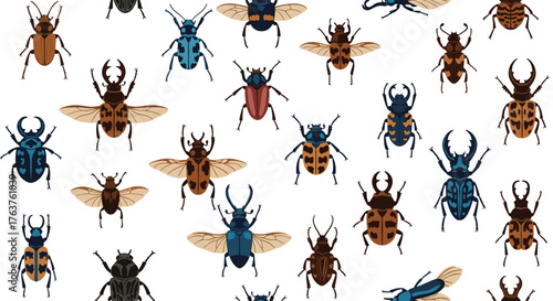 Beetle Diversity - A Colorful Insect Pattern.