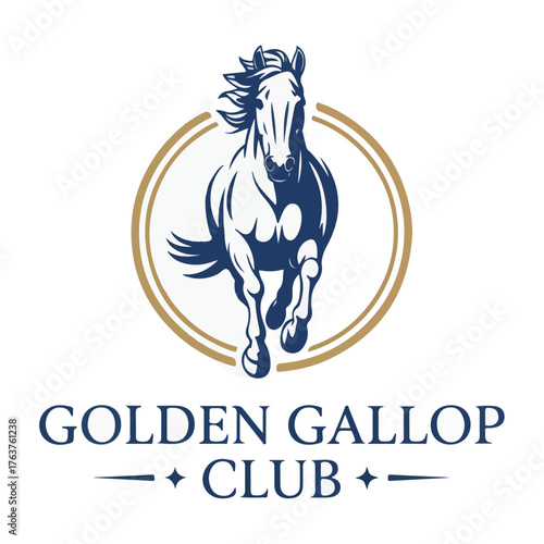 Golden Gallop Club Elegant Equestrian Emblem