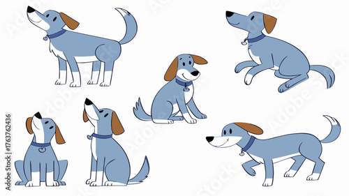 Cute Cartoon Dog Character Design - Set of 7 Poses