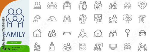 Family Icon Set – Symbols of Parenthood, Togetherness, and Everyday Family Life