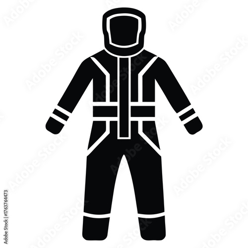 Protective hazmat suit illustration for safety and security measures icon