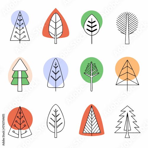 trees, tree, symbol, leaf, christmas, vector, forest,icons