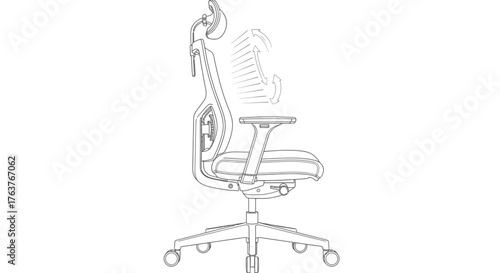 Vector art of ergonomic office chair with adjustable features