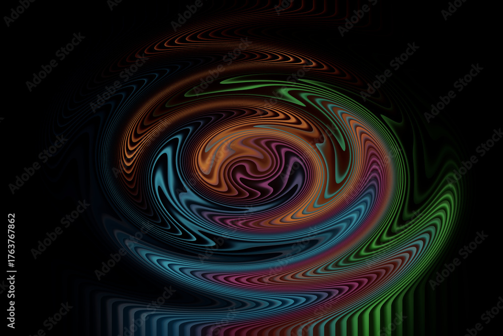 Fototapeta premium Abstract colorful swirl on black background for creative design element