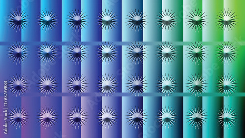 Abstract pattern of repeating starburst shapes on a gradient background