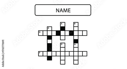Vector art of crossword puzzle with name label