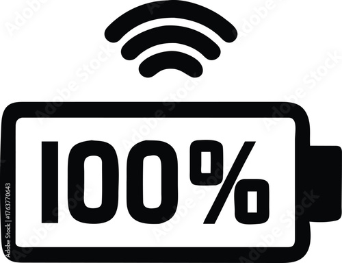  Full battery charging icon, one hundred percent