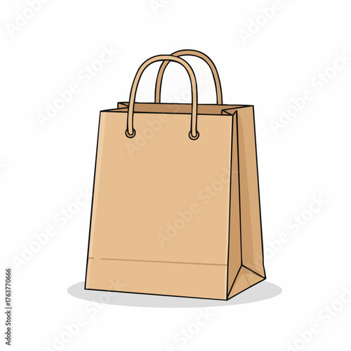 Realistic vector illustration of eco-friendly paper shopping bag. Great for branding, e-commerce, or retail visuals.