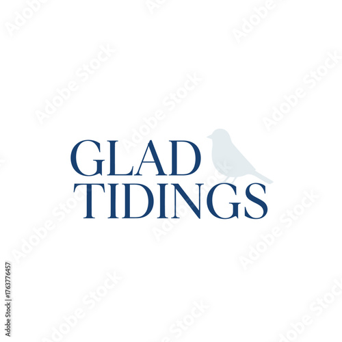 Festive typography christmas t-shirt design "glad tidings" with a subtle dog silhouette for holiday cheer