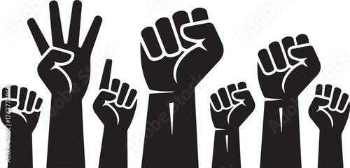 Illustration of Solidarity Black Fists Raised in Protest, Counting, and Empowerment