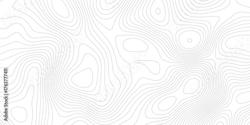 topographic grey contour lines creating a seamless pattern design  geometric strip grid line topo map technology modern design white background.	