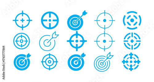 Blue target and aim icons set. Vector illustration eps 10