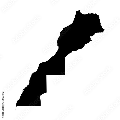 Morocco with western sahara Silhouette Map illustration