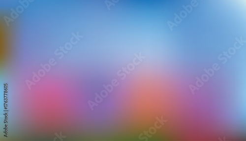 Abstract blue sky gradient with soft multicolor bokeh and vertical pastel shapes; dreamy blurred background for banners, web headers, tech, travel and branding