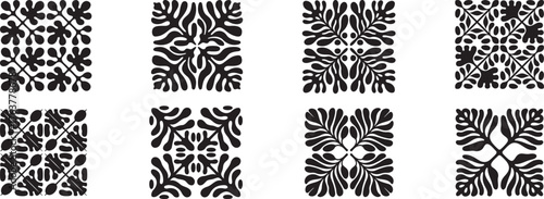 Black foliage floral vector patterns design artistic flourish