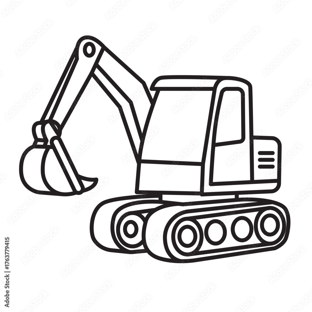 Naklejka premium Excavator Coloring Page