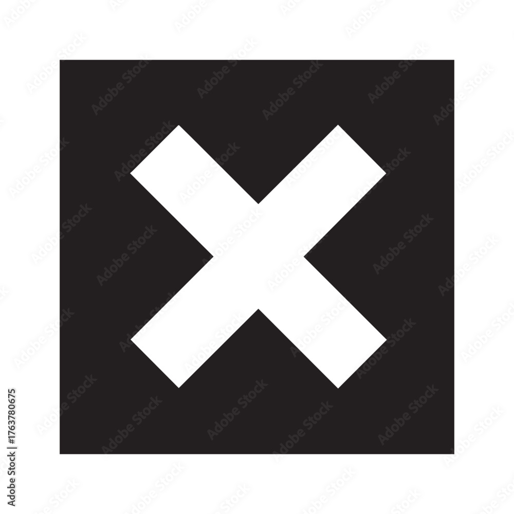 Obraz premium Vector art of white cross symbol on black square