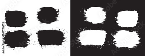 Black and White Brush Strokes Splatter Texture Design Art Graphic