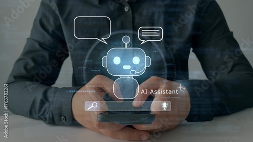Ai Assistant Chatbot conversation with Ai Artificial Intelligence Online customer service.AI chatbot that answers questions,assists with tasks and engages in interactive dialogue to support learning.
