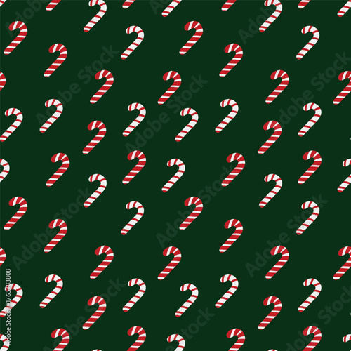 Holiday sweets with a simple vector drawing. New Year's pattern of sweet sticks.
