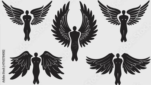 Striking angel silhouette collection for inspirational projects and spiritual artwork designs