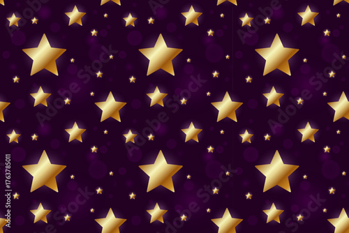 Seamless Pattern with Twinkling Gold Stars