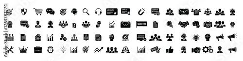 Business and Marketing Strategy Icon Set for Customer Loyalty, Growth, and Team Management