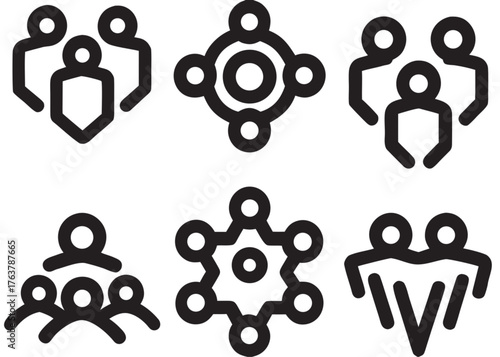 Diverse team icons symbolizing collaboration, community, and network connections for business growth