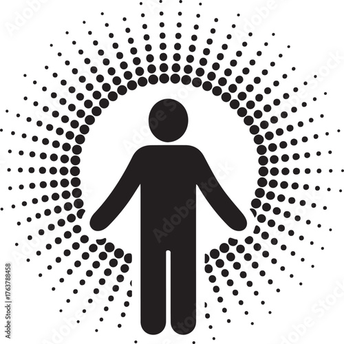 Central person with outward dots icon