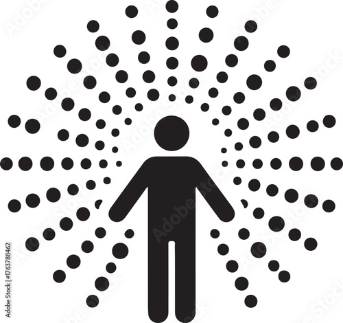 Central person with outward dots vector