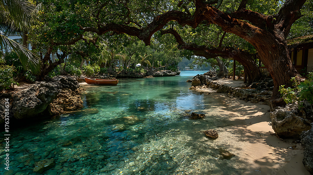 Fototapeta premium Big green tree in the water