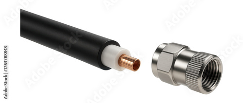 Coaxial cable with detachable connector for simple home office setup and upkeep.